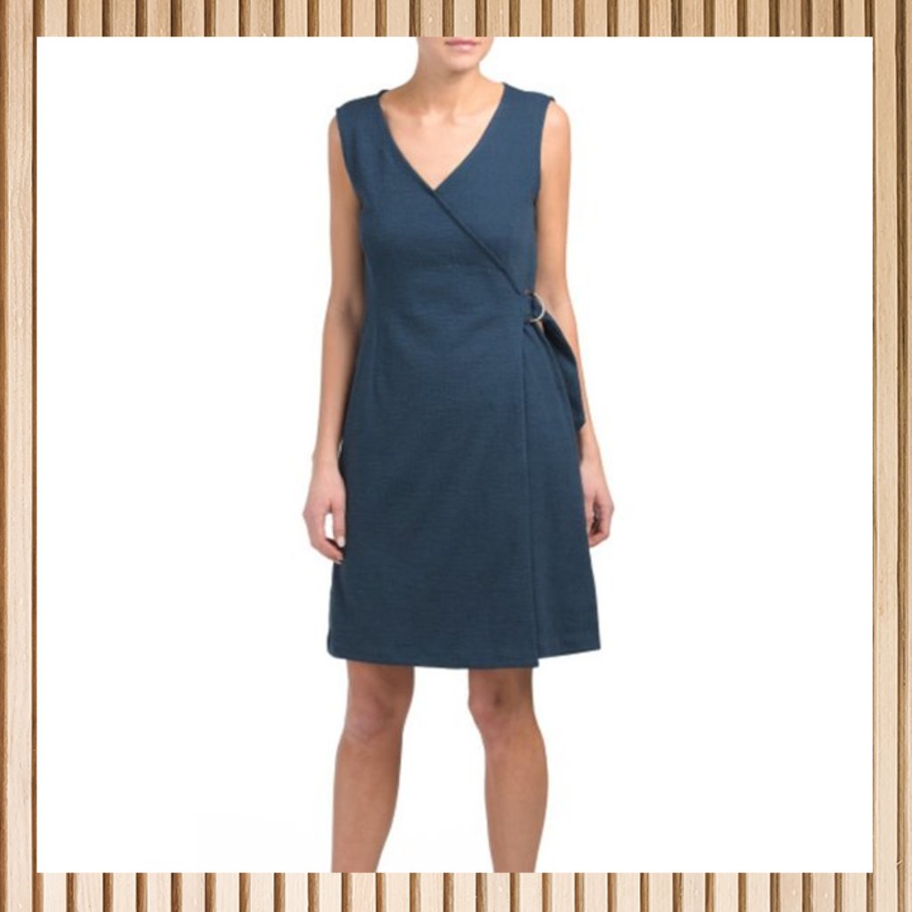 Cynthia Rowley V-Neck Faux Wrap Sleeveless Dress In Teal | Size M
